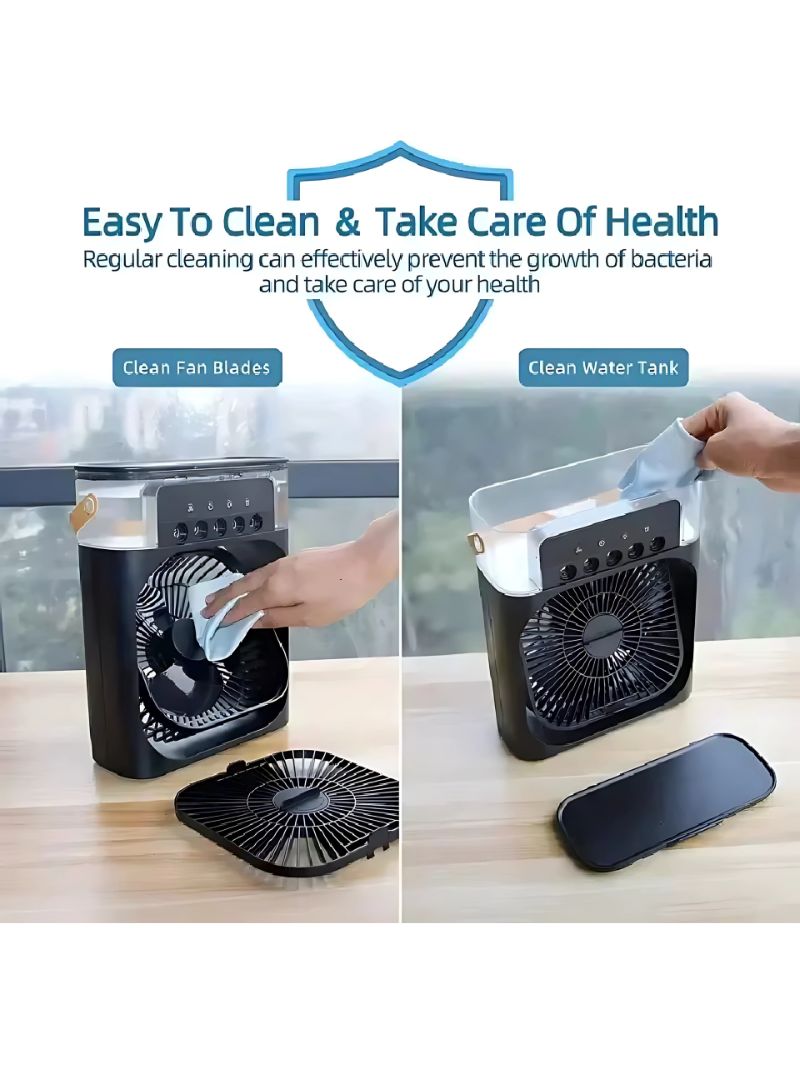 Ventoinha Humidificadora Portátil 3-em-1 com Luz LED e Aromaterapia thumbnail 3