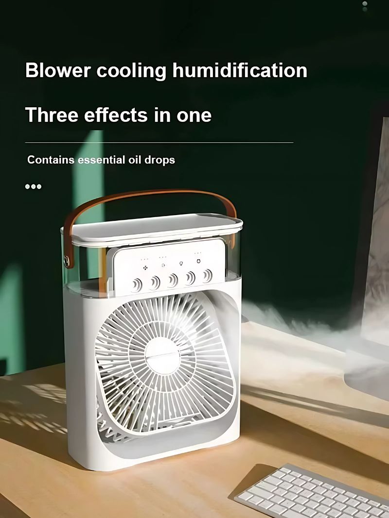 Ventoinha Humidificadora Portátil 3-em-1 com Luz LED e Aromaterapia thumbnail 6